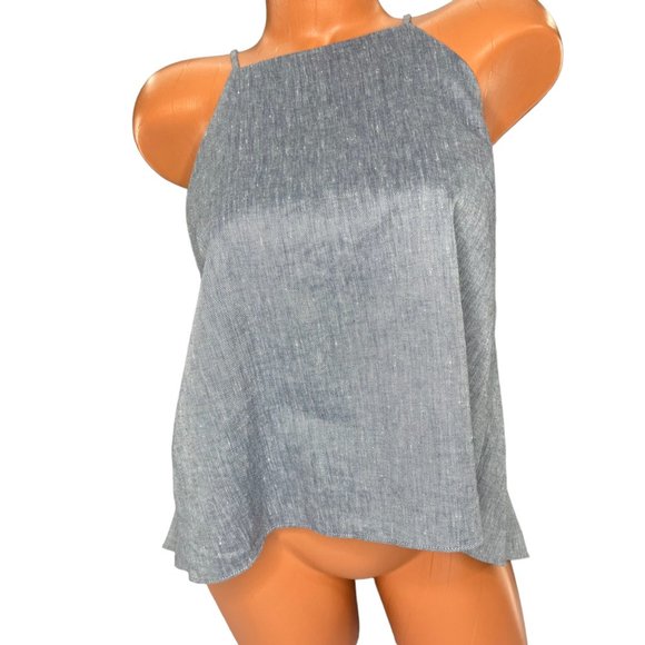 Milly Womens Light Blue Linen Blend Square Neckline Halter Top Size S - Picture 8 of 15